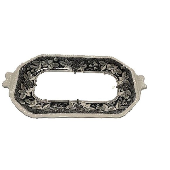 Vntg Kensington Staffordshire Somerset 1803 Cream/Black 10" Relish Dish - Picture 4 of 4